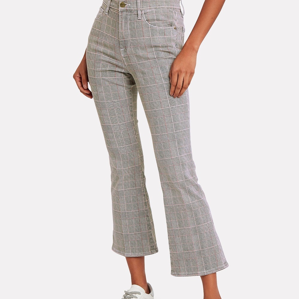 Frame Le Crop Mini Boot Plaid Pants
